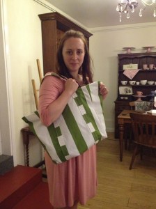 Anne Marie with her tote bag