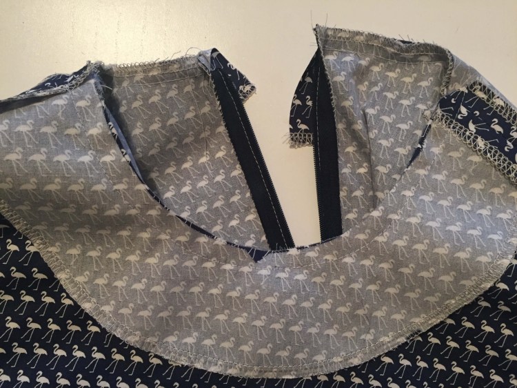 Sewing the facing to the bodice